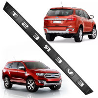 คิ้วกระโปรงท้าย ดำ ครอบคิ้วท้าย โลโก้  EVEREST  สีขาว 1ชิ้น ฟอร์ด เอเวอเรส Ford Everest 4ประตู ปี 2015 2016 2017 2018 สินค้าราคาถูก คุณภาพดี Line Tailgate