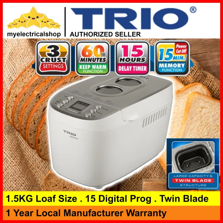 TRIO Bread Maker TBM-222 TBM222 ( 1.5kg ) Twin Blade Large Capacity ...