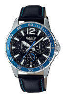 Casio Standard นาฬิกาข้อมือผู้ชาย สายหนัง รุ่น MTD-330,MTD-330L,MTD-330L-1A2 - สีดำ-น้ำเงิน