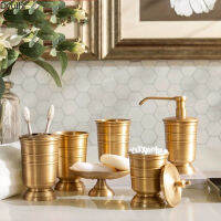 retro copper floor-standing bathroom set toothbrush holder soap holder wash cup storage mouthwash cup bathroom accessories