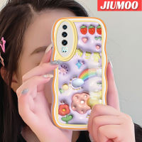 JIUMOO เคสสำหรับ Huawei P30 P30 Pro เคส P30 Lite ลายดอกไม้สีรุ้งกรอบคลื่นเคสมือถือนิ่มกันกระแทก TPU ซิลิโคนแบบใสกรอบป้องกันหัวกล้องรวมทั้งหมด