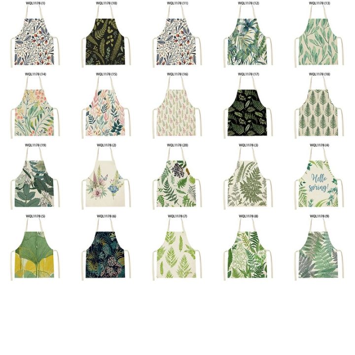1pcs-tropical-jungle-printed-kitchen-apron-plant-green-leaves-kids-men-women-chef-cooking-aprons-waist-bib-cleaning-pinafores-aprons
