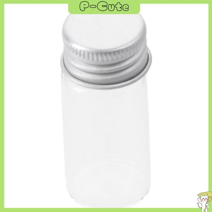 10ml Glass Sample Vials Liquid Clear Small with Screw Caps and Plastic  Plugs, Leak-Proof, 12PCS