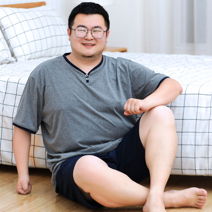 top-taobao-collection-ชุดนอนผู้ชายเสื้อนอนแขนสั้นกางเกงนอนขาสั้นขนาดใหญ่พิเศษ