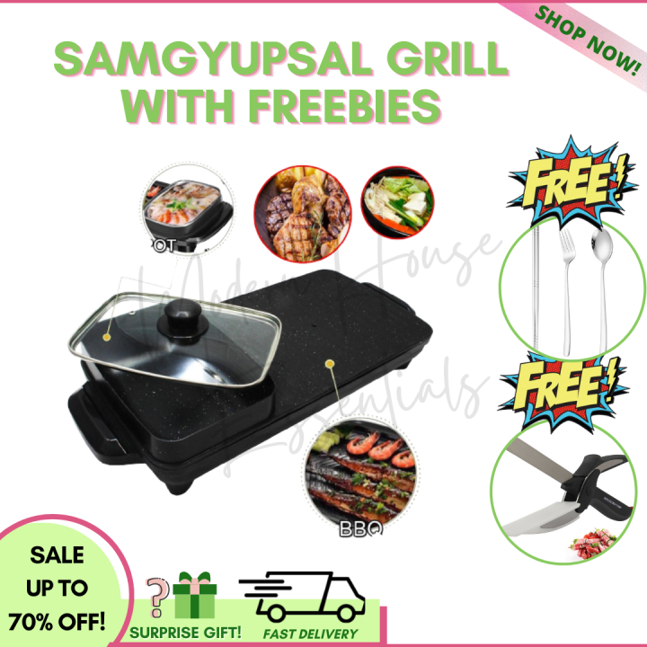 MODERN HOUSE Korean Samgyupsal Grill Pan Electric, Multifunctional 2 in