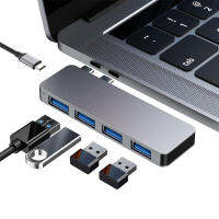 5 In 1 Thunderbolt Type C อะแดปเตอร์ Hub แท่นวางมือถือ4 * USB 3.0 5กรัม/วินาทีสำหรับ Macbook Pro 13 15 16นิ้ว Air 2018 2019 2020