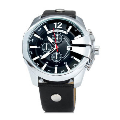 Curren นาฬิกาข้อมือผู้ชาย สีดำ หน้าปัดใญ่ ดีไซด์เท่ห์ สายหนัง รุ่น C8176 พร้อมกล่องนาฬิกา CURREN (Clearance Sale ราคาลดสุดๆ)