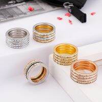 ❡ Luxurious Rings for Women Stainless Steel Jewelry Multi-Layer Splicing Zircon Fashion Female Bridal Sets Weddding Rings Gifts