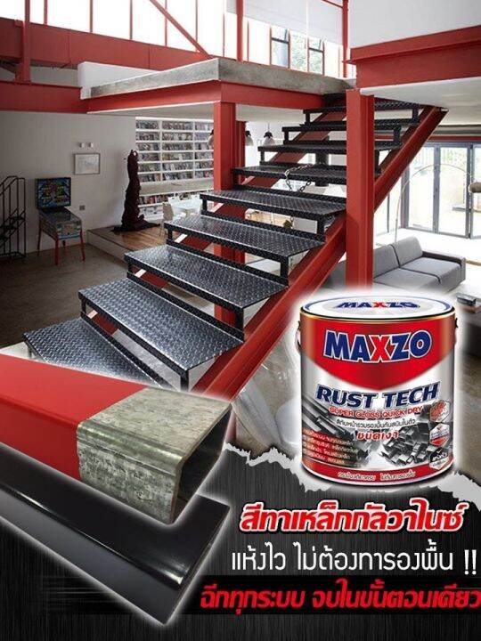 Maxzo Rust Tech 8801สีแดง Red สีทาเหล็ก กัลวาไนท์ ผสม Super Titanium ดีกว่า สีน้ำมัน 10 เท่า ไม่ต้องรองพื้น รวมสีกันสนิม และทาทับหน้าในตัว (1/4 แกลลอน)  | Lazada.Co.Th