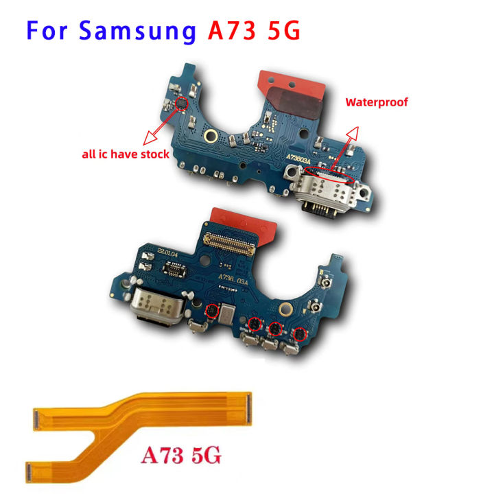 ต้นฉบับพร้อมวงจรรวมสำหรับซัมซุง-a73-5g-a736-a735-usb-เชื่อมต่อแท่นชาร์จบอร์ดซ่อมโทรศัพท์มือถืออะไหล่สายเคเบิลงอได้