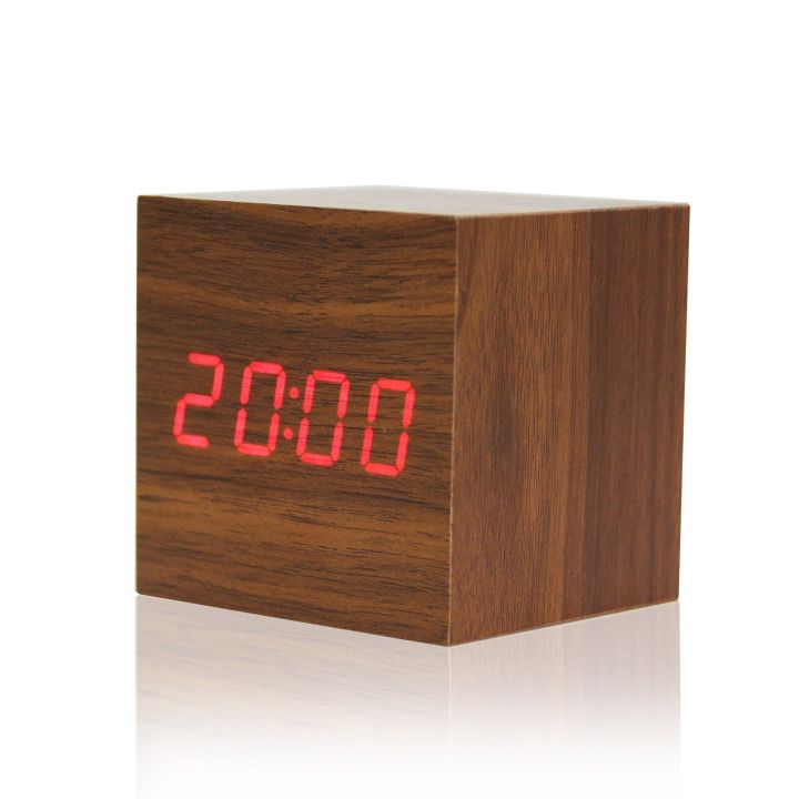 ไม้ขนาดเล็กตั้งโต๊ะปฏิทินนาฬิกาตั้งโต๊ะนาฬิกาควบคุมเสียงโต๊ะเขียนหนังสือ-led-ไม้ดิจิตอลทันสมัยนาฬิกาปลุกข้างเตียง