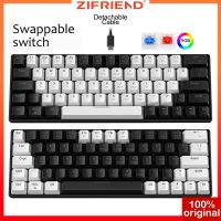 ZIFRIEND คีย์บอร์ดแบบกลไก63คีย์แบบมีสาย Type-C สลับร้อน60% ไฟ RGB Backlit อุปกรณ์เสริมสำหรับ PC สีชมพูแป้นพิมพ์คีย์บอร์ดขนาดเล็กคอมพิวเตอร์