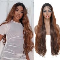 X-TRESS Honey Brown Synthetic Lace Front Wig for Black Women Ombre Color Long Body Wave Middle Part Lace Wigs with Baby Hair [ Hot sell ] TOY CENTER