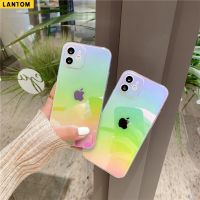 LANTOM  ภาพใหญ่: Fluorescent Hard Clear สำหรับ iPhone 14 13 12 11 Pro Max Mini XS X XR Ultra Slim PC กันกระแทกโปร่งใสพร้อมกล้องป้องกันกรณีโทรศัพท์