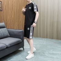 【July hot】 casual sports suit mens handsome short-sleeved T-shirt a complete set of matching fashion two-piece