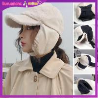 LIURU หมวกใส่ลำลองสำหรับฤดูใบไม้ร่วงฤดูหนาวหนาหมวกทรง Beanie ให้ความอบอุ่นหมวกเบสบอลปิดหู