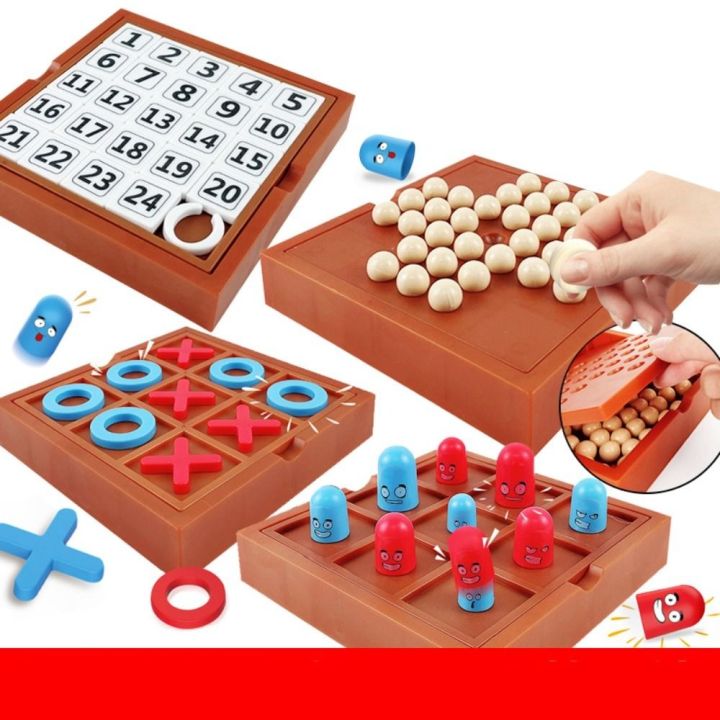 Wooden Tic Tac Toe and Solitaire Board Game Challenging Board Games for  kids