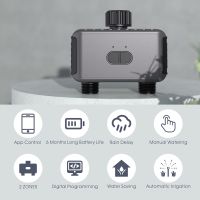 Wifi Bluetooth-Compatible 2 Outlet Garden Water Timer Wireless Programmable Faucet Hose Sprinkler Irrigation Controller Smart