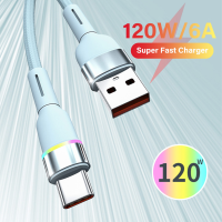 6A USB 120วัตต์ชนิด C สายเคเบิล LED สำหรับ Huawei P30 P20 Xiaomi 13 12 Pro ชาร์จเร็วสายสายรับส่งข้อมูลสำหรับ OPPO POCO Oneplus 11 10 Redmi