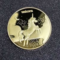 【YD】 Gold Plated 30x3mm Commemorative Coins Unicorn Kids Change Gifts