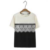 Big Size XL-4XL Womens Short Sleeve Summer Shirts Oversized A-line Lace Patchwork Female Tops