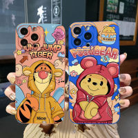 เคสโทรศัพท์สำหรับ Realme C30 C33 C21Y C35 C25Y Reno7 9i C11 C15 2021 C12 C25S 8 5 6i C25 C3 C20 8 6 Z 5G 5F เย็นหมีพูกระโดดเสือฝาครอบขอบสี่เหลี่ยมเสือเต็มเลนฝาครอบป้องกัน