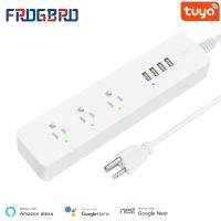 FROGBRO WIFI Smart Power Strip 3 US + 4 USB Port Charging Port Timing App Voice Control Work with Alexa Google Home Assistant Ratchets Sockets