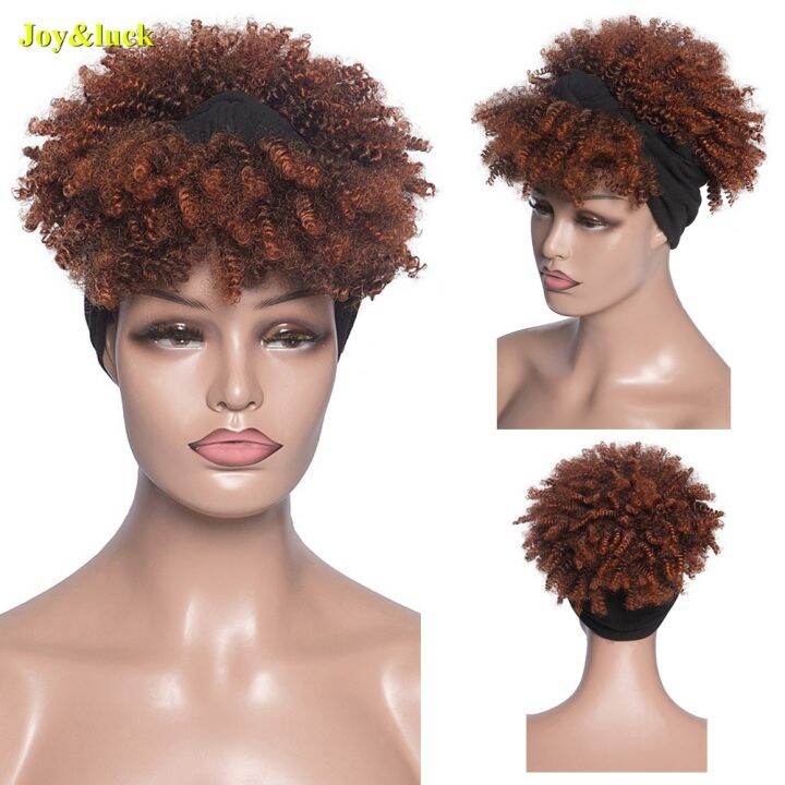 วิกผมคาดศีรษะสีดำสั้น-afro-kinky-curly-กับ-bangs-วิกผมผู้หญิงคุณภาพดีเส้นใยสังเคราะห์อุณหภูมิสูงผม