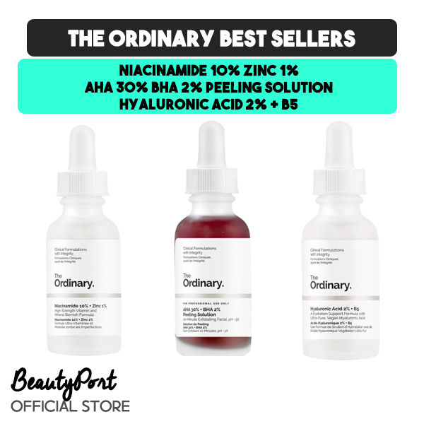 The Ordinary [NIACINAMIDE, AHA BHA PEELING SOLUTION, HYALURONIC ACID ...