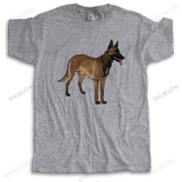 New Tshirt Crewneck Men Round Neck Crewneck Black Homme Print Malinois Belgian Short Sleeve 100% Cotton T-shirt