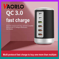 VAORLO Original อะแดปเตอร์ USB ทรงกระบอก6ช่องเสียบชาร์จ PD65W พลังงานสูงชาร์จเร็วหลายพอร์ตสามารถใส่ได้กับ iPhone ชาร์จอัจฉริยะ