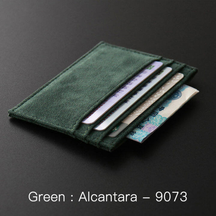 alcantara-ผู้ถือบัตรผู้หญิง-amp-ผู้ชายเปิดขนหรูหราหนังเทียมบางบัตรกระเป๋าสตางค์ขนาดเล็กบางแพคเกจบัตร