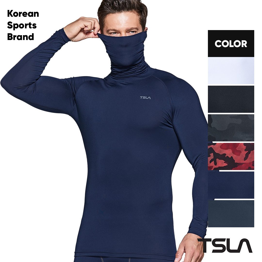 TSLA Compression Shirt Men Base Layer Long Sleeve Workout T-Shirt Clothes Men 