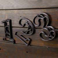 【LZ】∈  0-9 Cast Iron Digits House Number Plates Home Garden Wall Decoration House Hotel Door Plate Retro Room Address Number Plaque