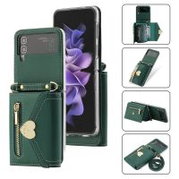 เคสสะพายพาดลำตัวหนังหรูหราสำหรับ Samsung Galaxy Z Z Flip 3 Flip 4 5G ที่ยึดเคสที่มีช่องเสียบการ์ดโทรศัพท์ป้องกันบานพับ