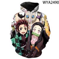 Anime 3D Printed Men Women Children Kimetsu No Yaiba Demon Slayer Streetwear Hoodies Fashion Boy Girl Kids Sweatshirts Cool Coat