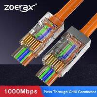 【The-Best】 ODM Auto Parts ZoeRax 100ชิ้นขั้วต่อ RJ45หุ้มผ่าน Cat6ชุบด้วยขั้วปลาย8P8C 3ปลายปลั๊ก