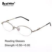 Rui Hao Eyewear Brand Women Reading Glasses Presbyopic Eyeglasses Read Spectacles Prescription Half Rimless Glasses Frame