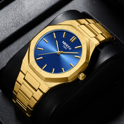 NIBOSI ใหม่ธุรกิจนาฬิกาหรูสำหรับผู้ชายแฟชั่นทองกันน้ำควอตซ์นาฬิกาข้อมือลำลองนาฬิกาชายนาฬิกา Relógio Masculino