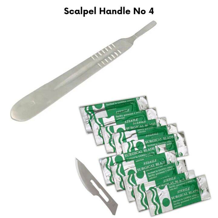 Scalpel Set Stainless Steel Scalpel Handle No 4 with 10 Blades 24