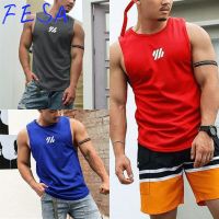 FESA Mens แขนกุด Quick Dry Elastic Singlet Casual กีฬายิมฟิตเนส Tank Top Workout Singlets