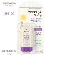 Aveeno Baby Continuous Protection Sensitive Skin SPF 50 Stick 13 g ครีมกันแดดทาหน้า SPF 50 (13 กรัม)