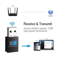 USB ข้อเสนอพิเศษ Wifi V4.0ตัวแปลงบลูทูธการ์ดเน็ตเวิร์กไร้สาย Wifi เครื่องส่งเสาอากาศ PC Wi-Fi LAN ตัวรับอินเทอร์เน็ต802.11B N/g TEROW