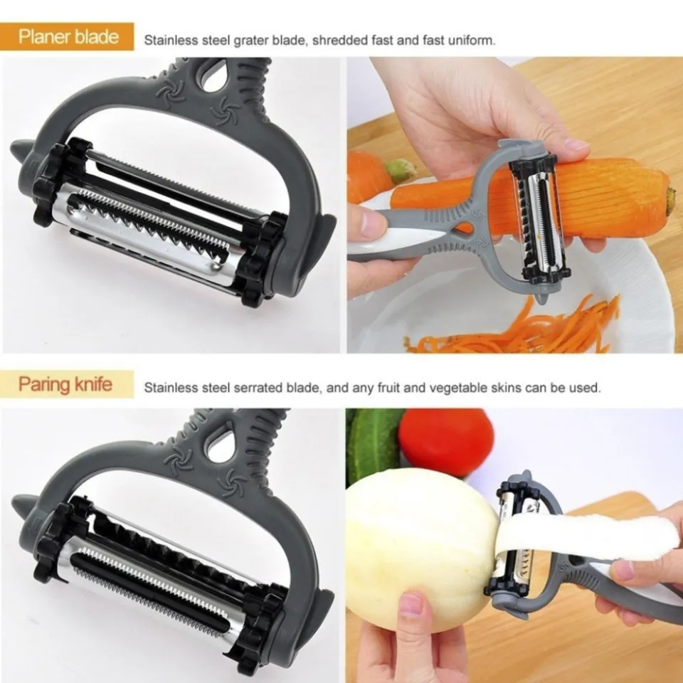 1pc Multi-functional Stainless Steel 3 In 1 Fruit Peeler With Serrated  Blade, Julienne Blade & Seed Remover