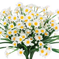 1 Bundles Outdoor Artificial Daisies Fake Flowers UV Resistant Shrubs Hanging Plants Garden Porch Home Wedding Farmhouse Decor