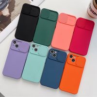 Slide Camera Protection Candy Color Soft Silicone Phone Case For iPhone 14 13 12 11 Pro XS Max X XR 7 8 Plus Bumper Cover Cases  Screen Protectors