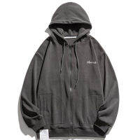 LACIBLE Hip Hop Harajuku ผู้ชาย Hooded Zipper Jacket Streetwear ขนาดใหญ่ Hoodie เสื้อผ้าฝ้ายสบายๆฤดูใบไม้ร่วงเสื้อสีเทา Hoody