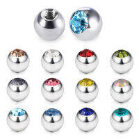 Crystal Clear Gem Ball 3mm 4mm 6m Lip Tragus Studs Ear Helix Labret Bar 1.2mm 14G Screw Eyebrow Fashion Body Jewelry