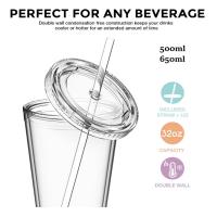 【CW】┅∏❂  Double-layer plastic anti-scalding hand straw cup Grade Walled Dishwasher Safe