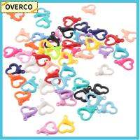 OVERCO 50pcs พลาสติกทำจากพลาสติก ตะขอก้ามปูรูปหัวใจ 50ชิ้นค่ะ ตะขอคลิปหนีบ วงแหวนกุญแจ สายคล้องตะขอ สำหรับผู้หญิง